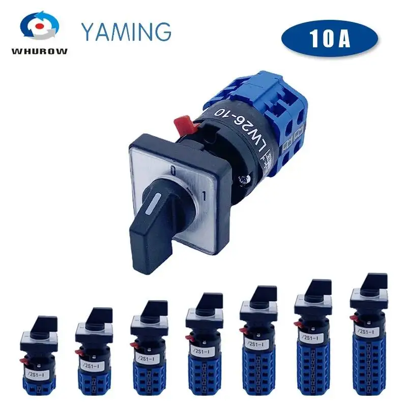 LW26-10A Single Hole Mounting Size 16.2mm 1/2/3/4 Poles Rotary Cam Switch Changeover Selector Silver Contact Power Control