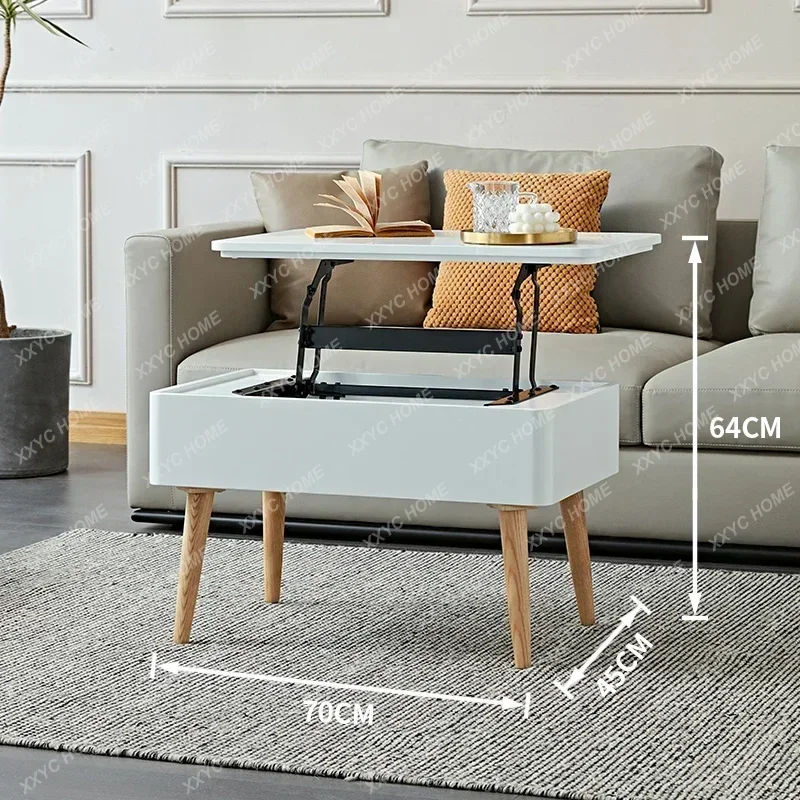 

L*Round lifting coffee table minimalist multi-functional storage white paint
