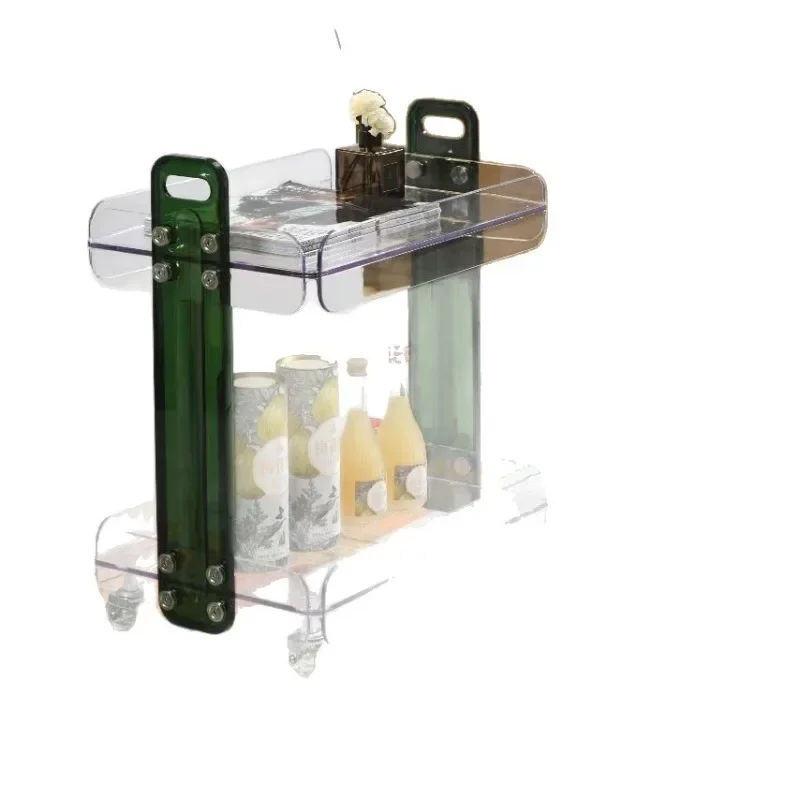 

Современная простая стойка для дивана с несколькими колесами, акриловая прозрачная комбинированная двухслойная стойка для хранения