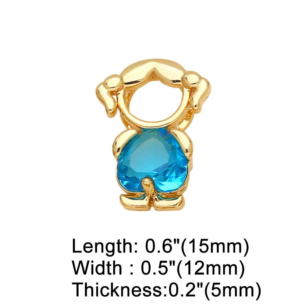 OCESRIO Multicolor Heart Crystal Little Girl Pendant for Necklaces Copper Gold Plated Handmade Jewelry Making Supplies pdtb614