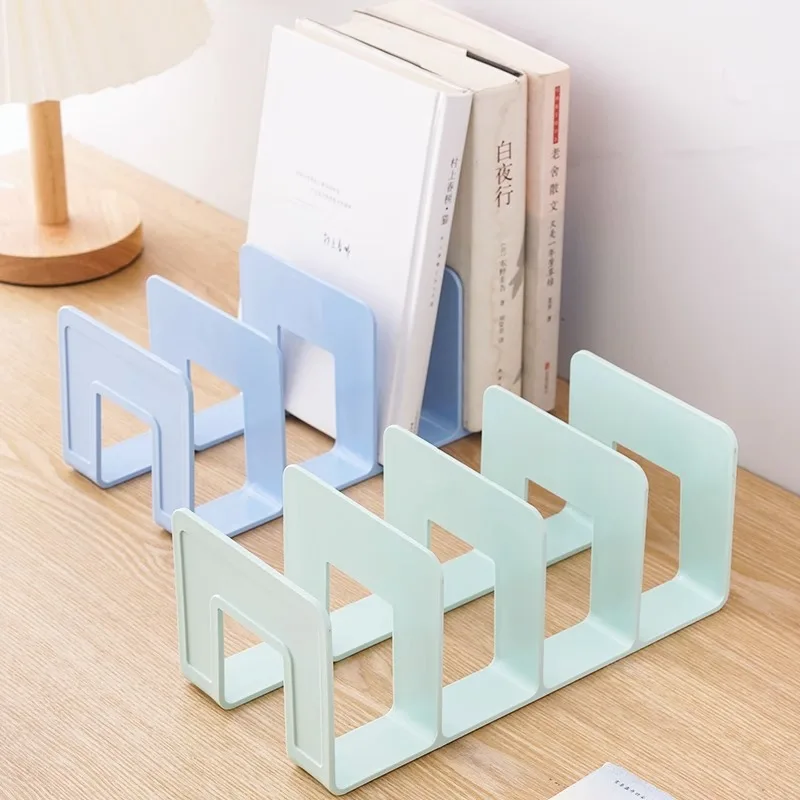 4 Grid Bookends Stand Bookshelf Desktop Decor Storage Rack Bookend Book Holder School Stationery Office Desktop File Organizer