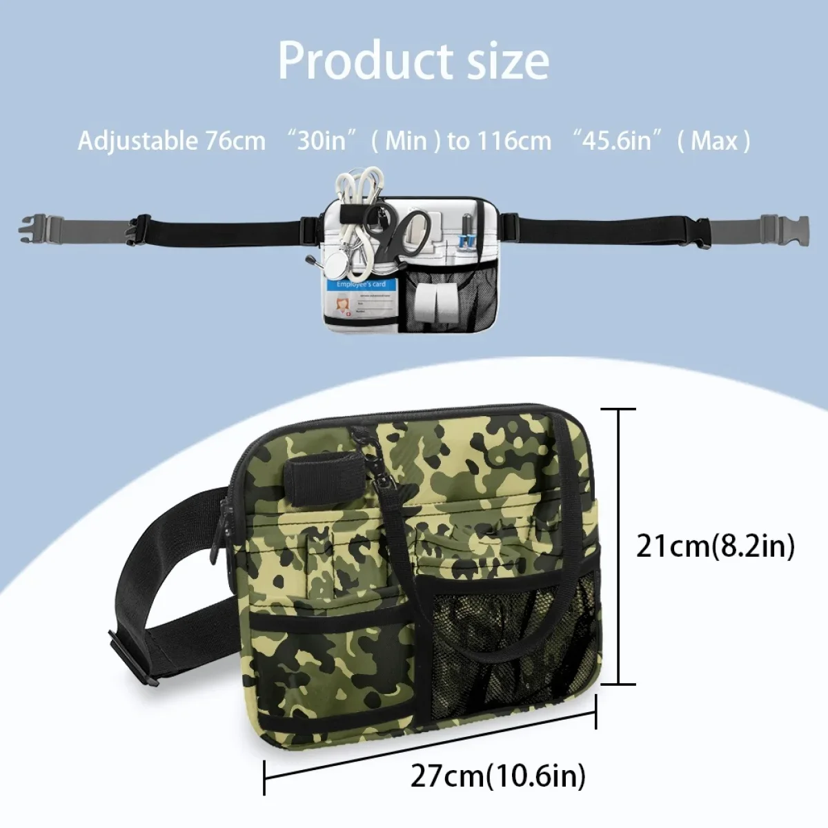 Multifuncional Medical Tool Storage Bag, Enfermagem Fanny Pack, Portátil, Camuflagem, Designer Retro, Enfermeira Pocket Bag, Trabalho Hospitalar