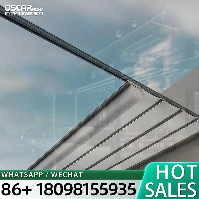 

Outdoor Retractable Folding Screen Polyester Aluminum Wind Privacy Divider Steel Pole Side Awning Retractable Canopy Pergola