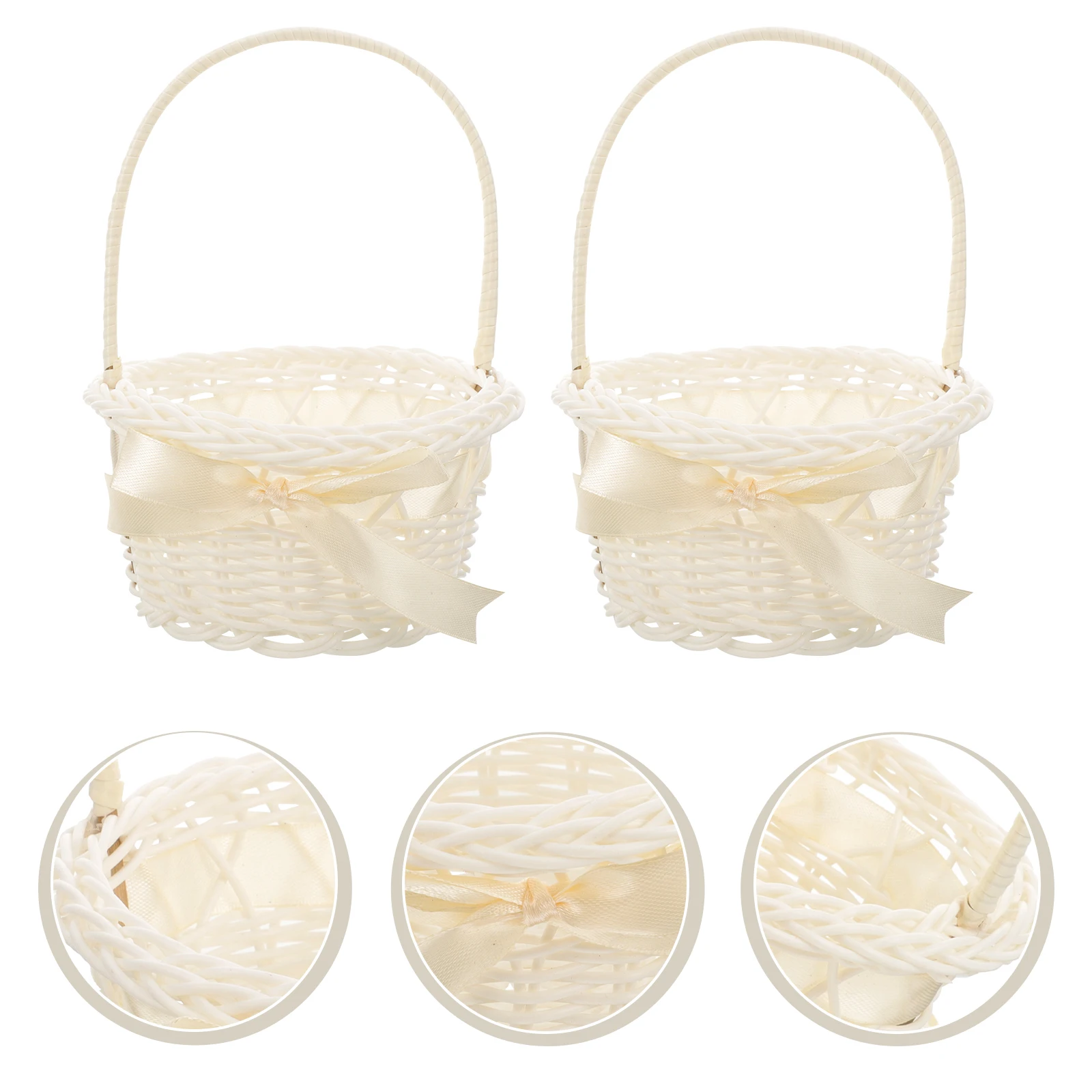 

2 Pcs Woven Hand Flower Basket Floral Arrangements Baskets Portable Decorative Fabric Storage