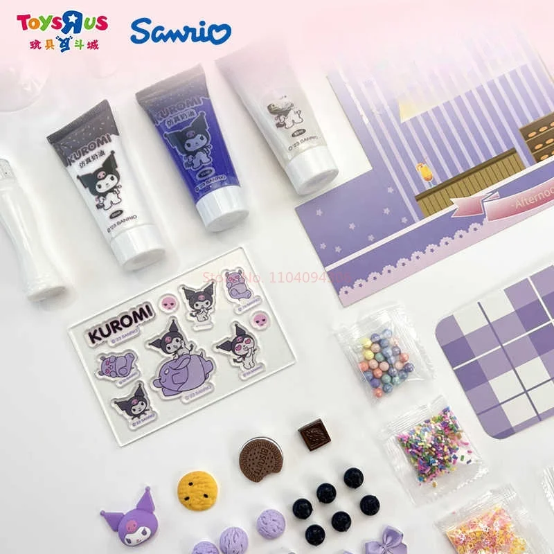 Sanurgente Kuromi Melody-Kit de matériel de dessert fait à la main pour filles, crème de bricolage, gel, maison de dessert, jouets de simulation, cadeaux créatifs