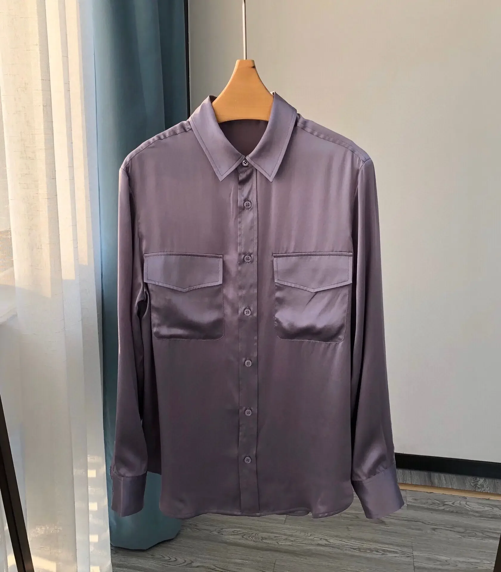 Australijska koszula jedwabna w stylu indie, miękka, prana piaskiem, 100% jedwab, długi rękaw, damskie bluzki, luźny krój, koszula z kołnierzykiem, codzienne koszule i bluzki.