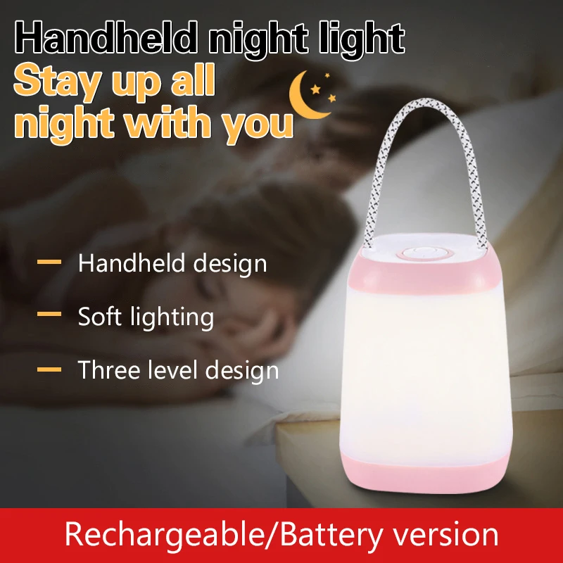 Touch Sensor Dimmable LED Table Lamp Kids Eye Protection Room Nightlight Portable Battery/USB Powered Outdoor Camping Lighting