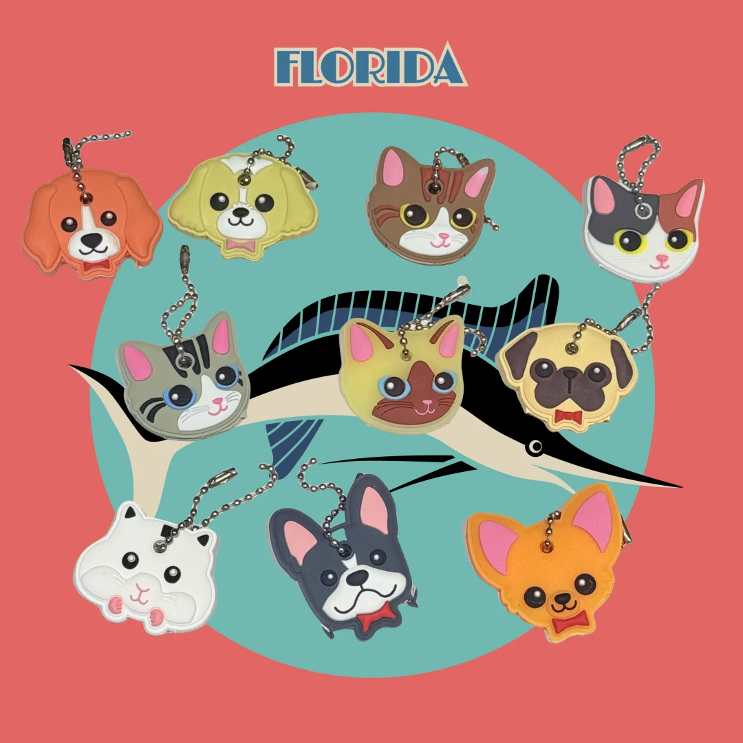 1-10Pcs Cartoon Dog Cat Pvc Protective Key Case Cover For Keys Key Ring Cap Case Key Fob Keychain Dust Cover School Stationery
