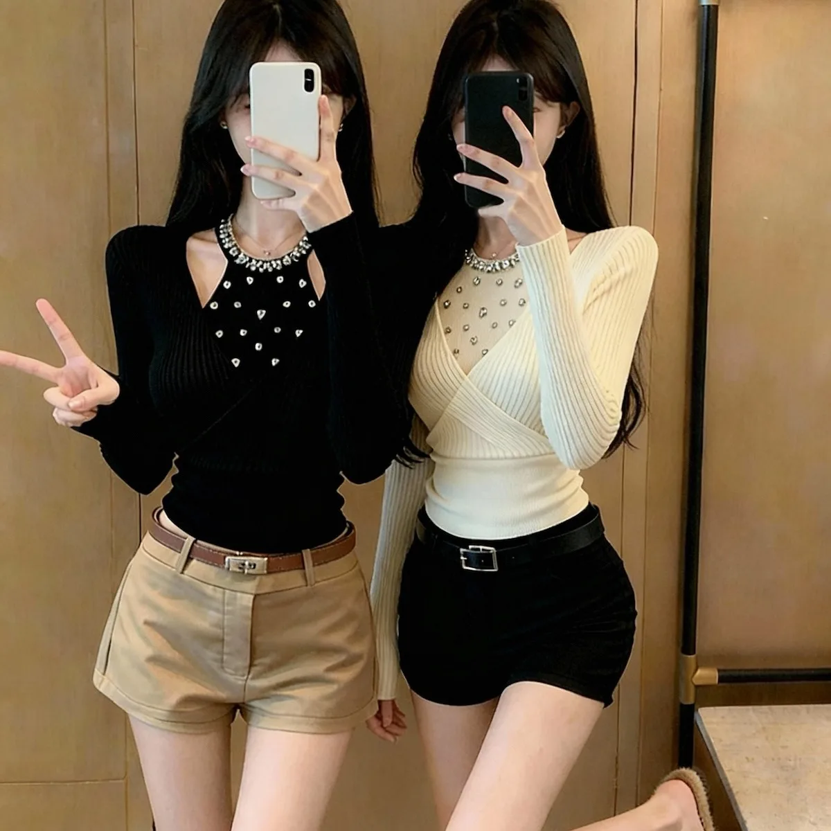 Women's Knitted Sweater Winter New Style Versatile Fashion Slimming Fake Two-Piece Top Casual  Knot Mid-Thick Long S...