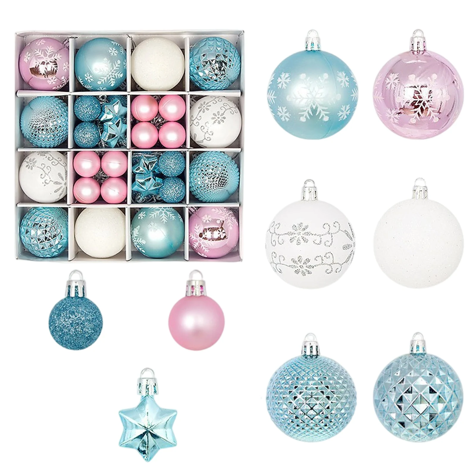 44pcs/Set Bauble Xmas Party Hanging Ball Ornaments Christmas Decorations Christmas Tree Decorations Balls for Home New Year Gift