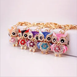 unpioncl Lovely Owl Keychain Rhinestone Crystal Keyring Key Ring Chain Bag Charm Pendant Gift