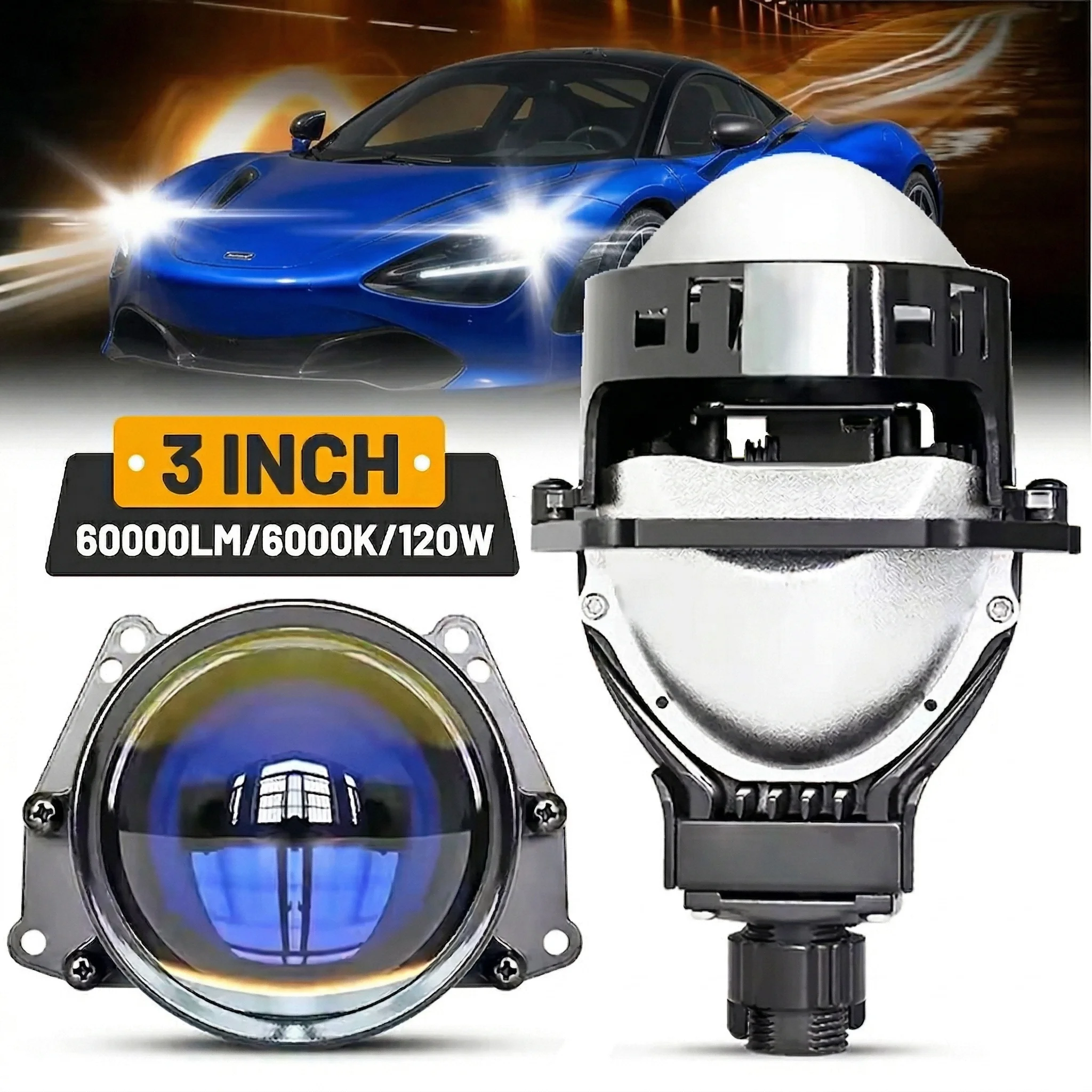 

Teeze 2pcs 3.0 Inch Bi-LED Projector Lens For Hella 3R G5 Headlight 120W 60000LM 6000K Hyperboloid LED Lenses Auto Lamp Retrofit