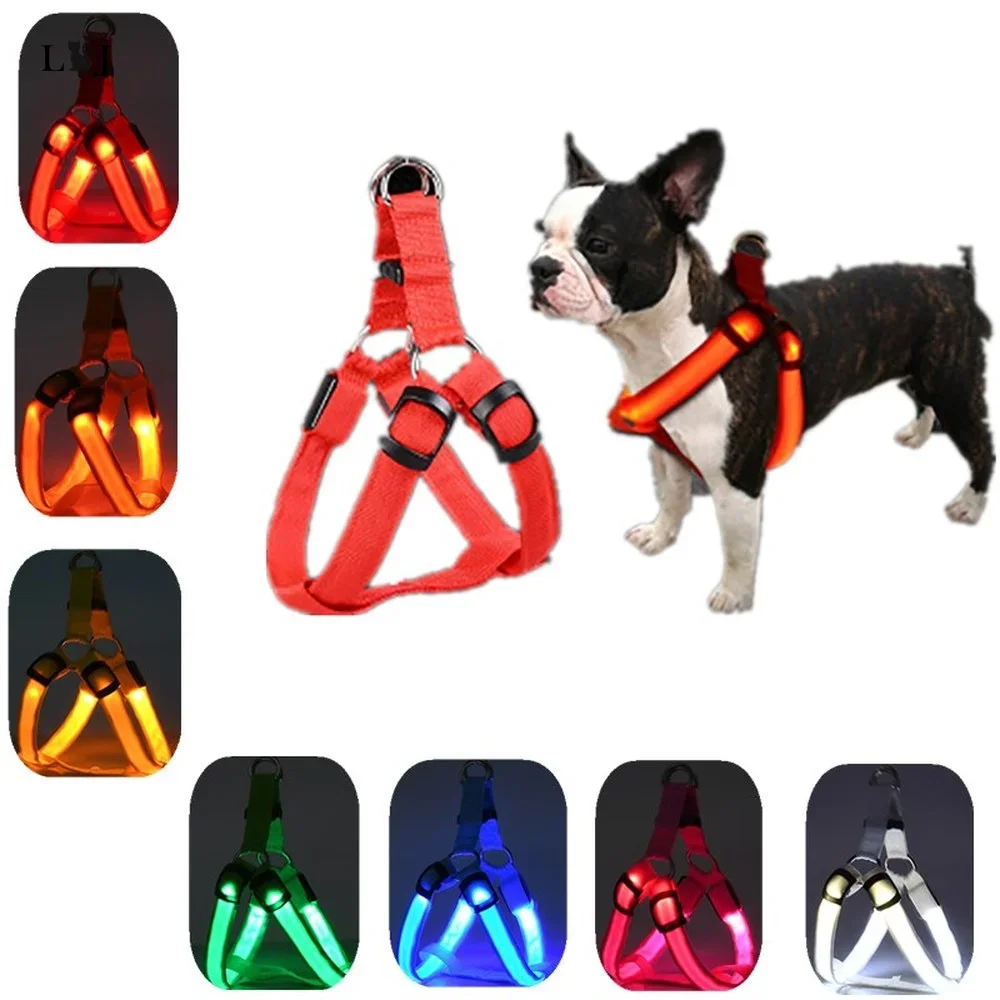 Dog Harness for Night Safety LED Luminous USB Pet Chest Strap for Medium Large Dog Rechargable Glowing Harness Dog Accessories