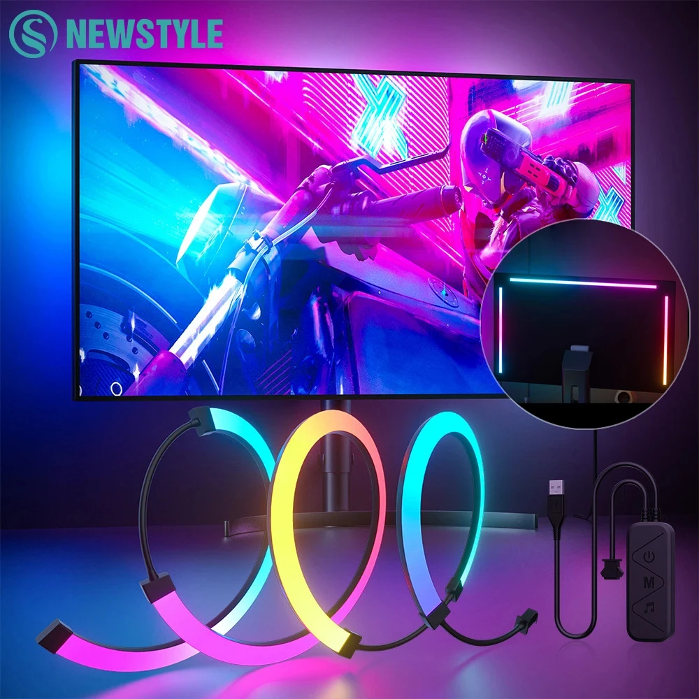 

RGB Gaming Lights Strip Monitor Backlight LED Display Sync PC Atmosphere Screen APP Music Synchronization Decor Game Room Party