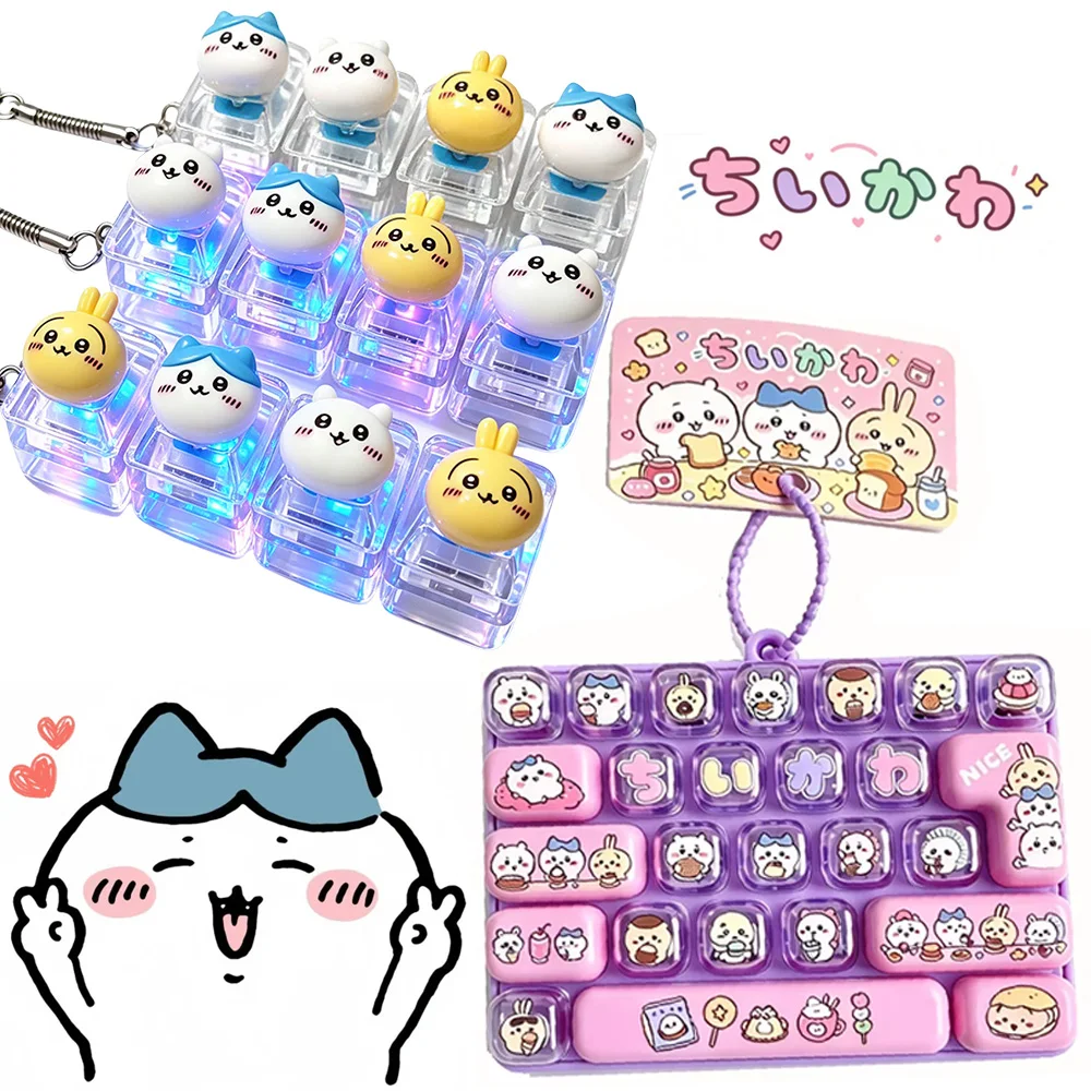 @Chiikawa 26-Key Fidget Keychain Caps Clicker 4-Key Light Up Pendant Hachiware Usagi Stress Relief Anxiety Relief Toy Girl Gifts