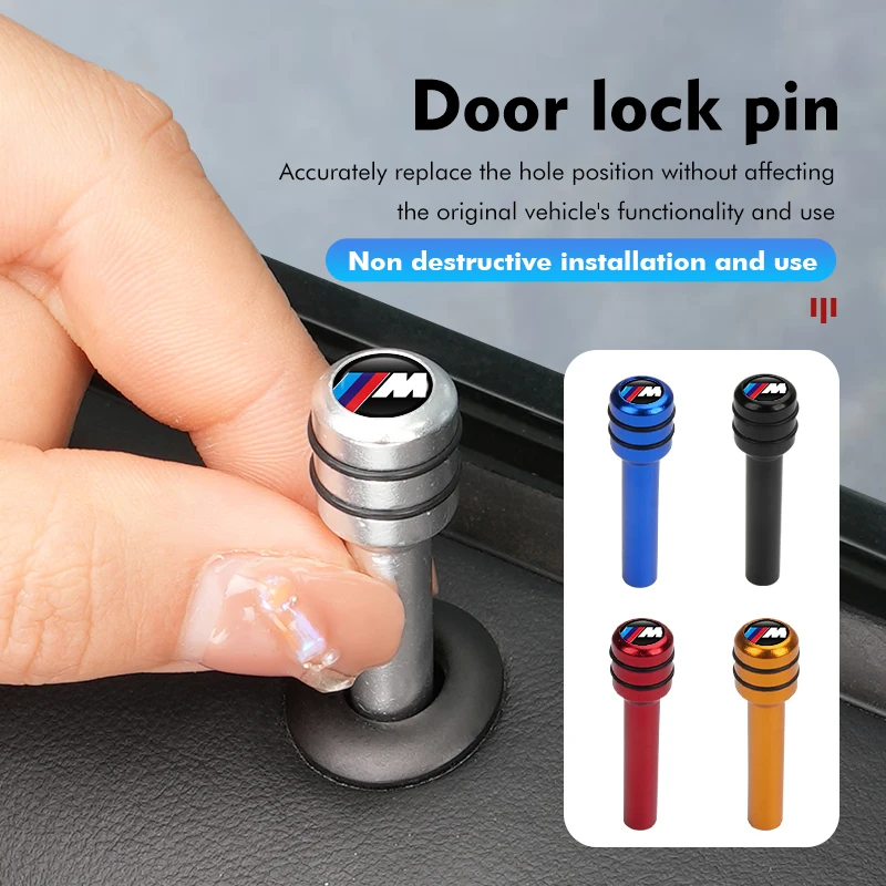 4pcs Car Universal Auto Door Lock Knob Pull Pins Hat Pad For BMW Performance X1 X3 X5 E39 E46 E90 F20 E60 F30 M3 M5