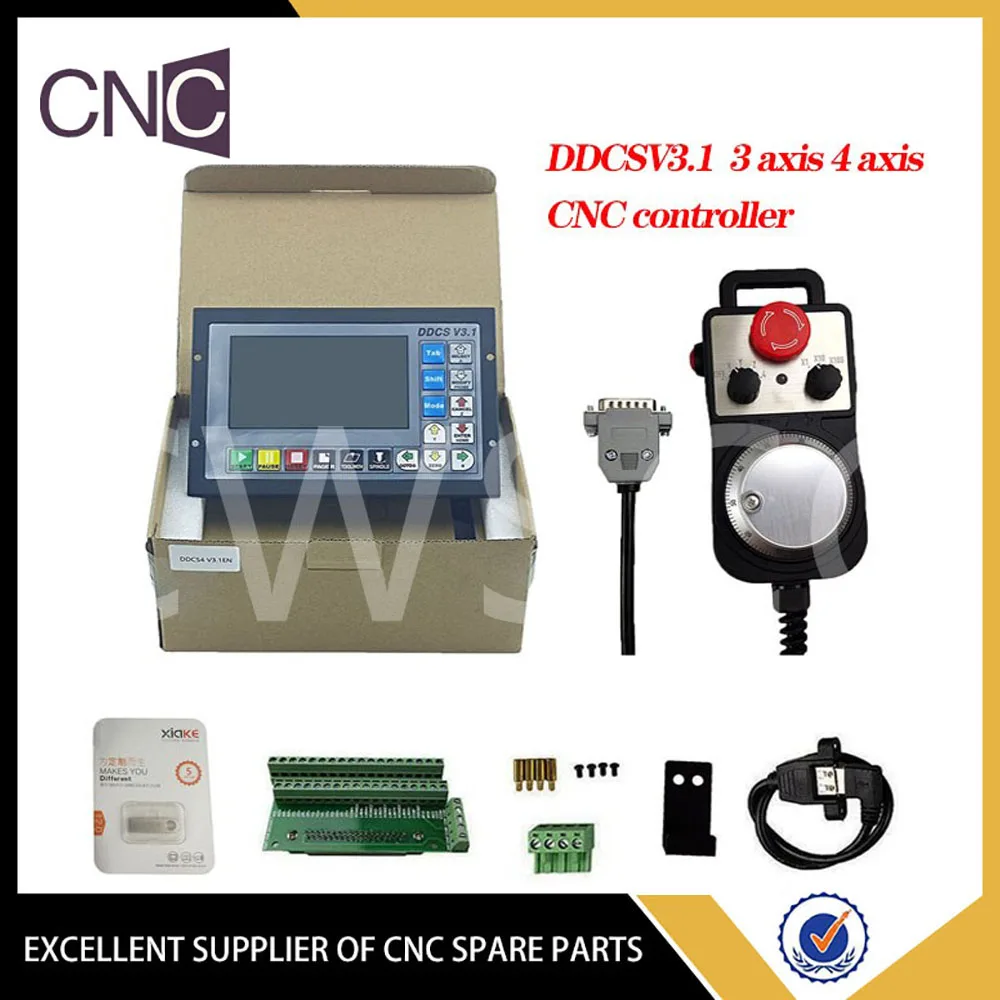 Special offer DDCSV3.1/4.1 motion control system set 3-4-axis cnc controller, emergency stop electronic handwheel support G code