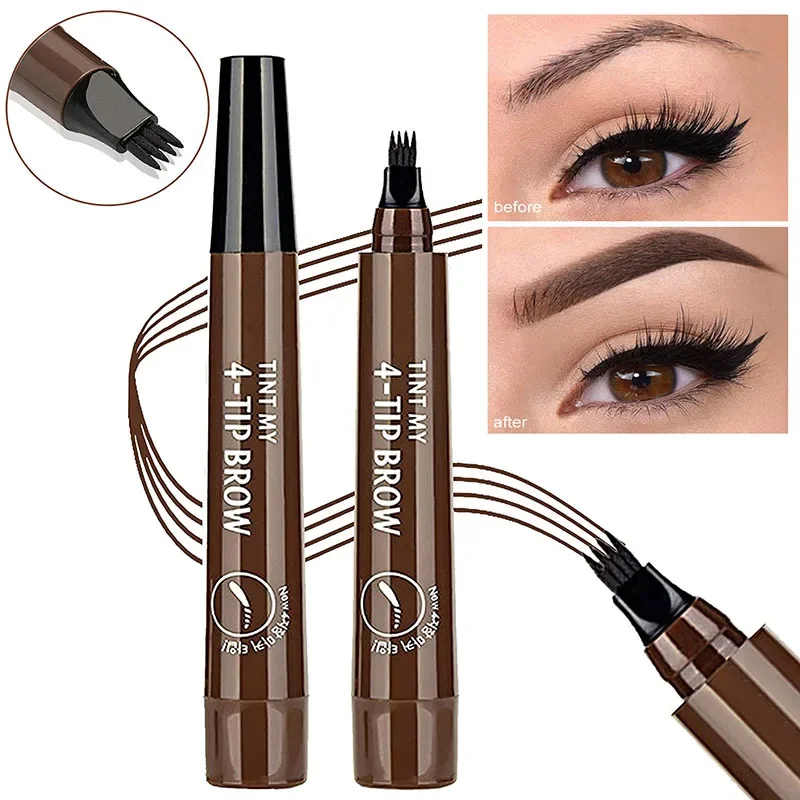 Microblading Wenkbrauw Pen Make-Up Waterdichte Vloeibare Wenkbrauw Potlood Langdurige Wenkbrauw Tattoo Pen Cosmetische 4 Punten Pen