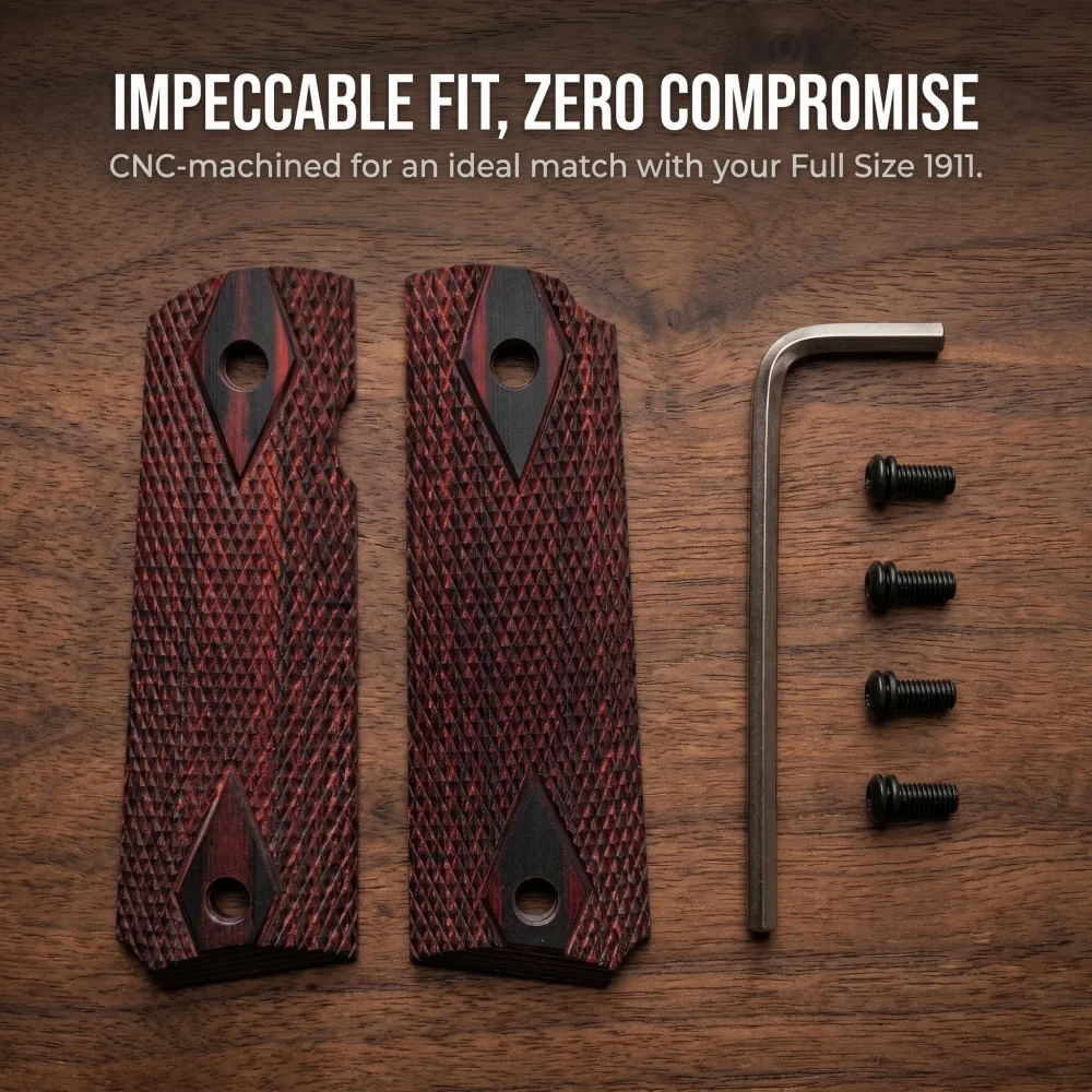 1PC - 1911 Non-slip Rosewood Grip Ultra Carry Diamond Cut Ambi Safety Cut Knife Handle Material