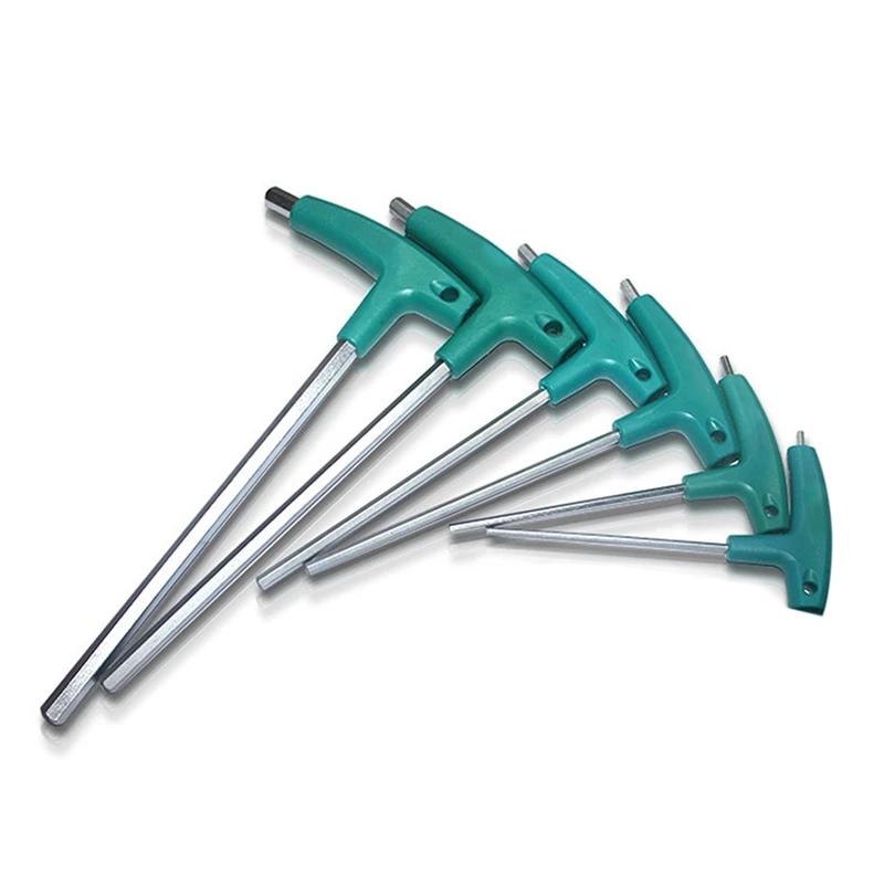 6PCS Kit Hardware Hexagon Socket T Screw Nut Wrench T Handle With Storage Bag Forging Tool