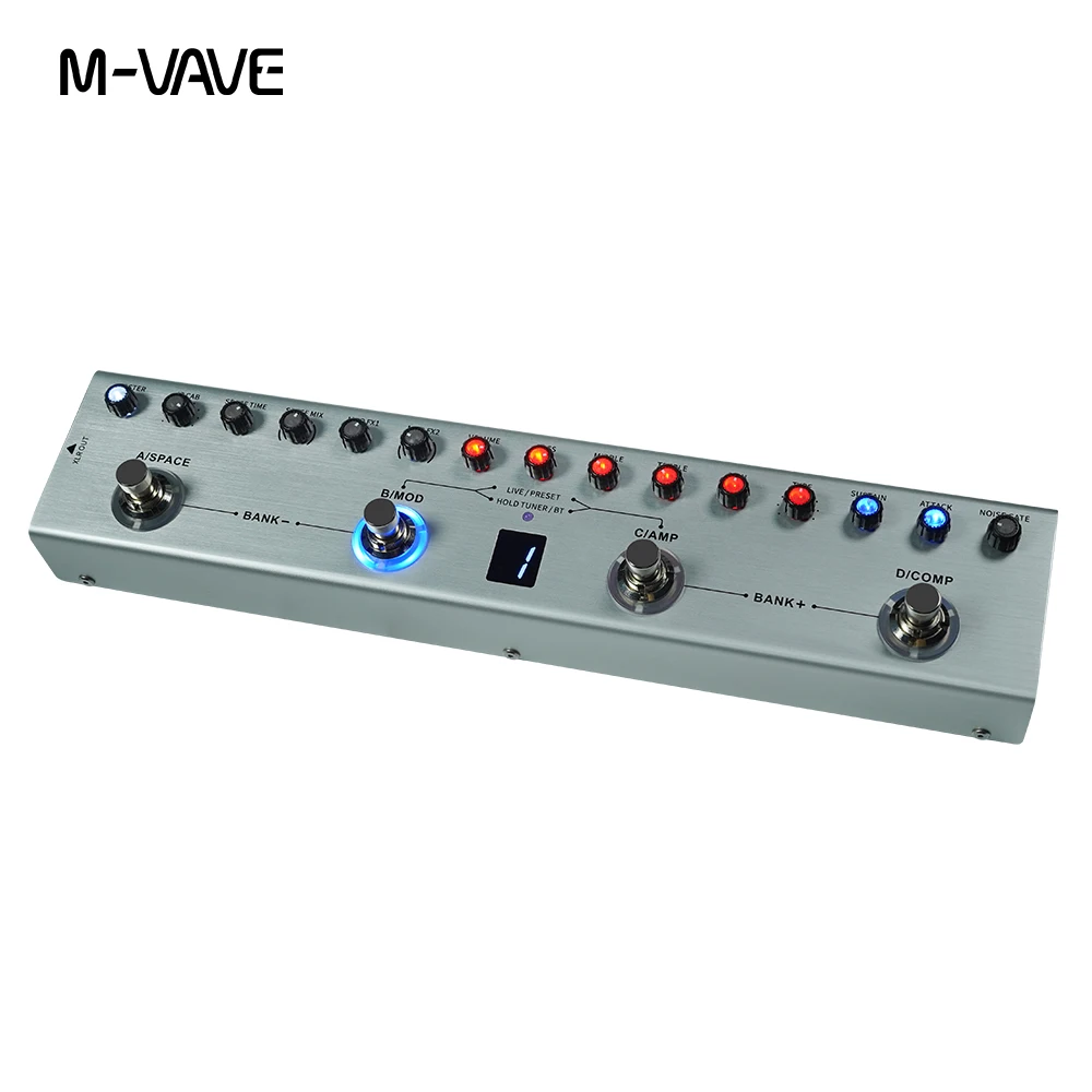 M-VAVE Tank-B BASS Multi-Effects Pedal Rechargeable 36 Presets 9 Preamp Slots 8 IR Cab Slots 3Modulation/Delay/Reverb Effects