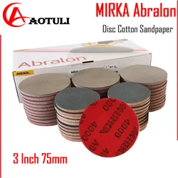 MIRKA-Disque de papier de verre en coton pour voiture de bowling, peinture, verre, fin, converasif, polissage, beauté, perturbé, 3 po, 75mm