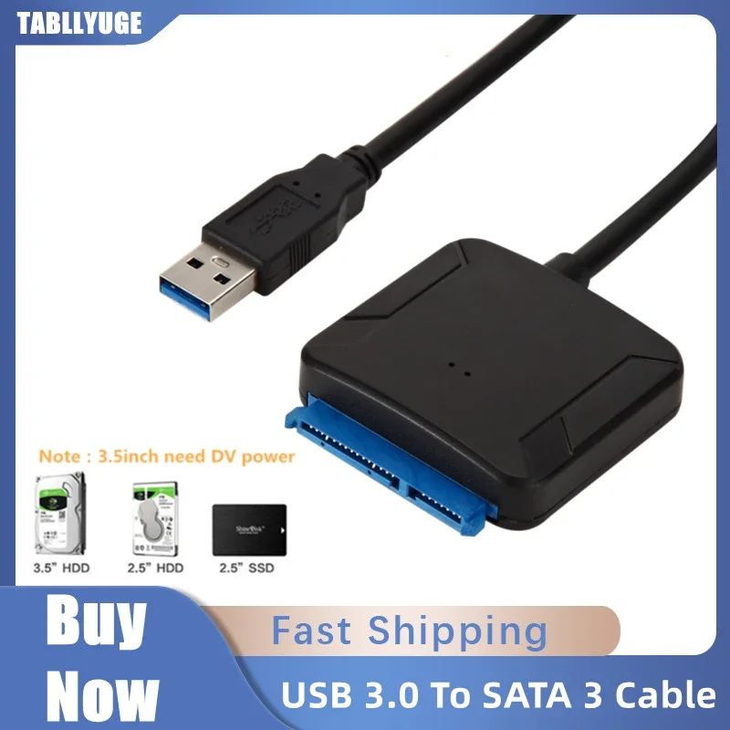 

USB 3.0 to SATA Adapter Cable for 2.5" 3.5" Inch SSD HDD SATA III Hard Drive Disk Converter Support UASP with 12V Power Adapter