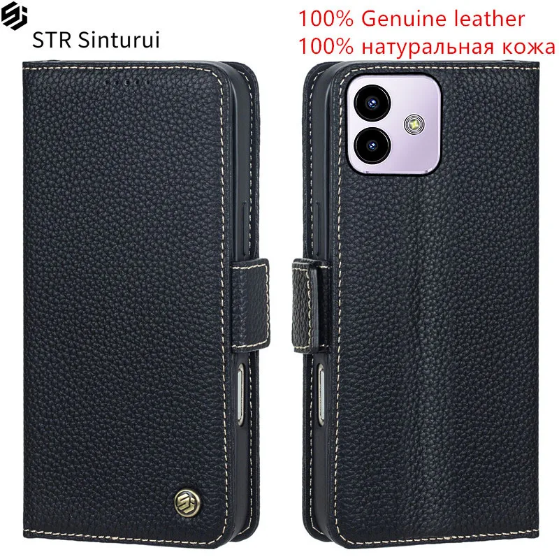 

STR 100% Genuine leather lychee grain card Slot Wallet Cover For Cubot Note 40 50 21 20 Pro Flip Fall prevention phone Case