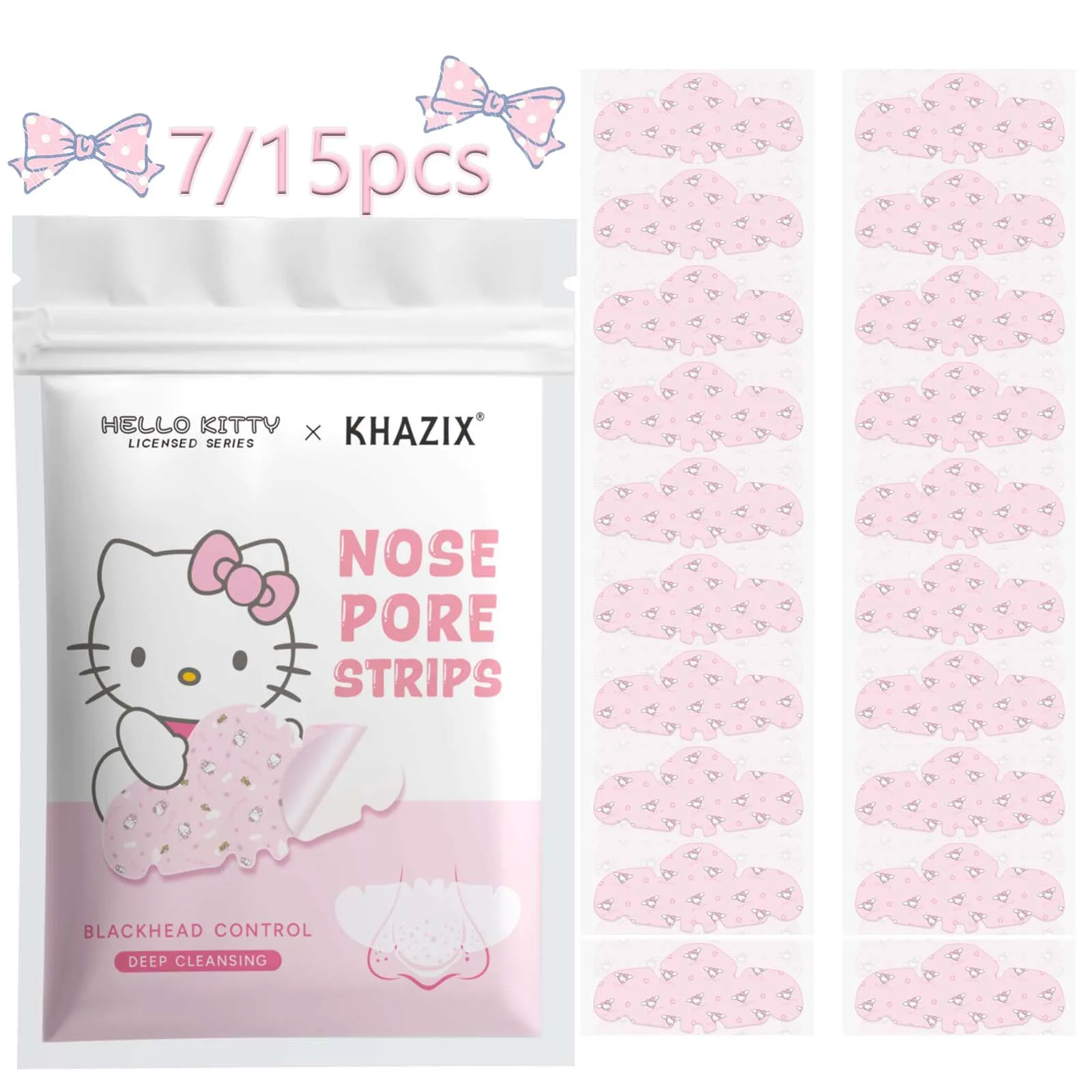 Hello Kitty 7/15PCS Nose Strips Cute Cartoon Kawaii Nose Stickers Beauty Gift Women