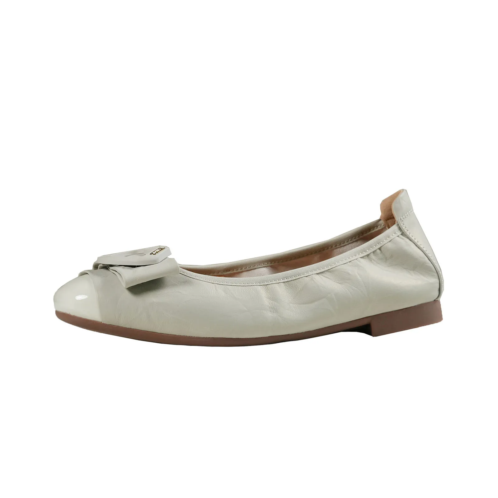 

Arden Furtado 2025 Spring sheepskin Flat Shoes square toe Peach heart bowknot Pull-on Women's shoes Commuter shoes Single shoe