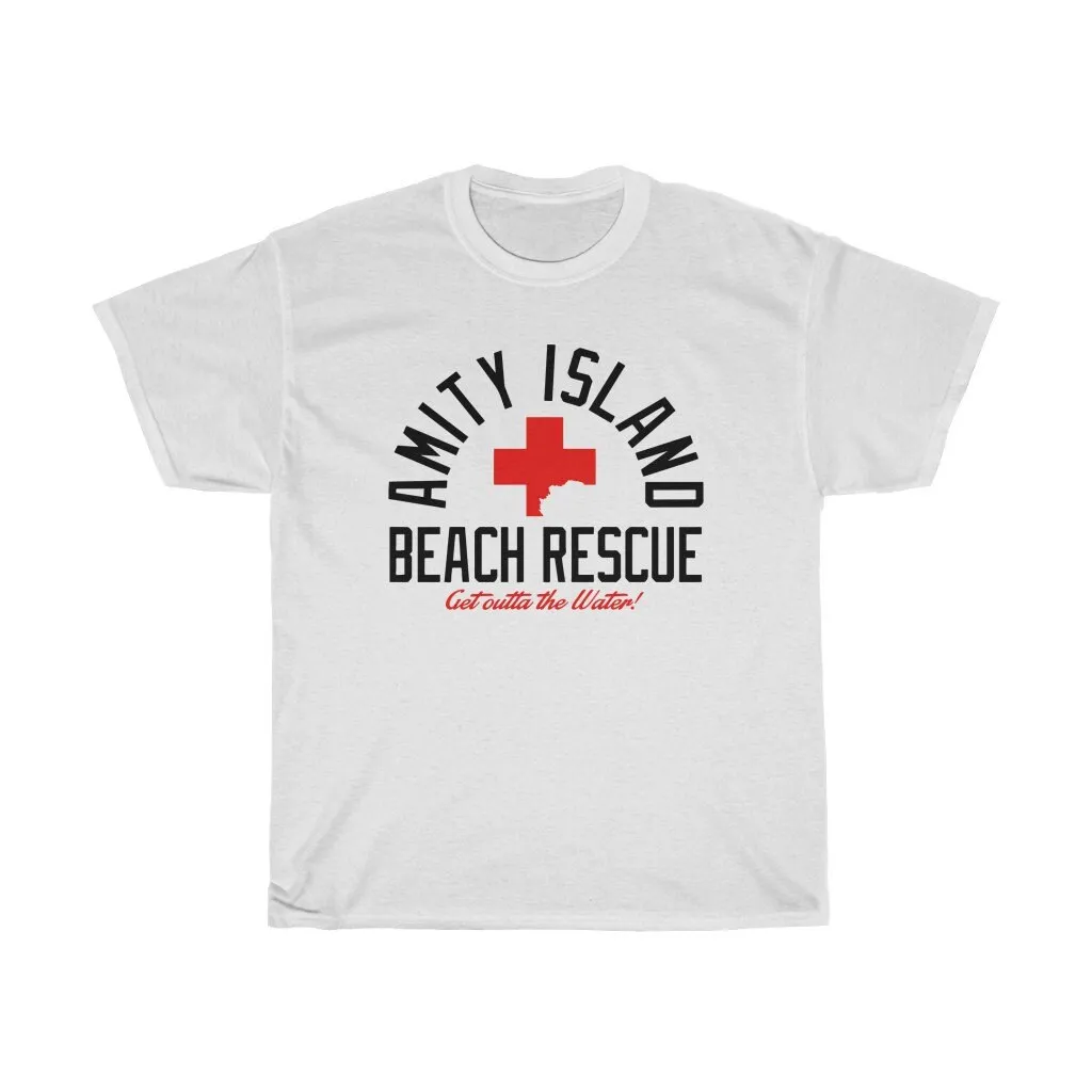 Amity Island Beach Rescue Quint'S Shark Fishing White Blue T Shirt Size S To 5Xl