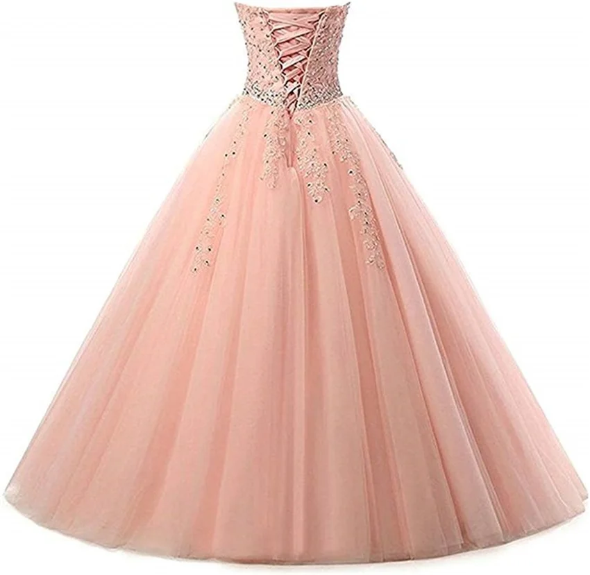 Customized Sweetheart Lace Appliques Ball Gown Evening Prom Dress Beading Sequined Quinceanera Dresses Flower Party Dress Luxury