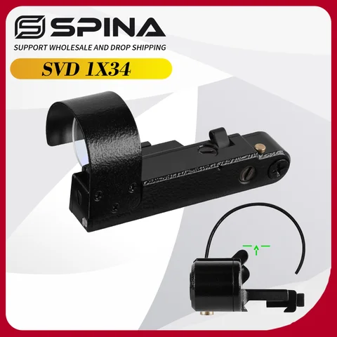 OKP-7 SVD 1x34 Rifle Red Dot Scope Green Illuminated Hunting Riflescope Arrow Reticle Picatinny Rail Mount 22LR.5.56 .308 etc