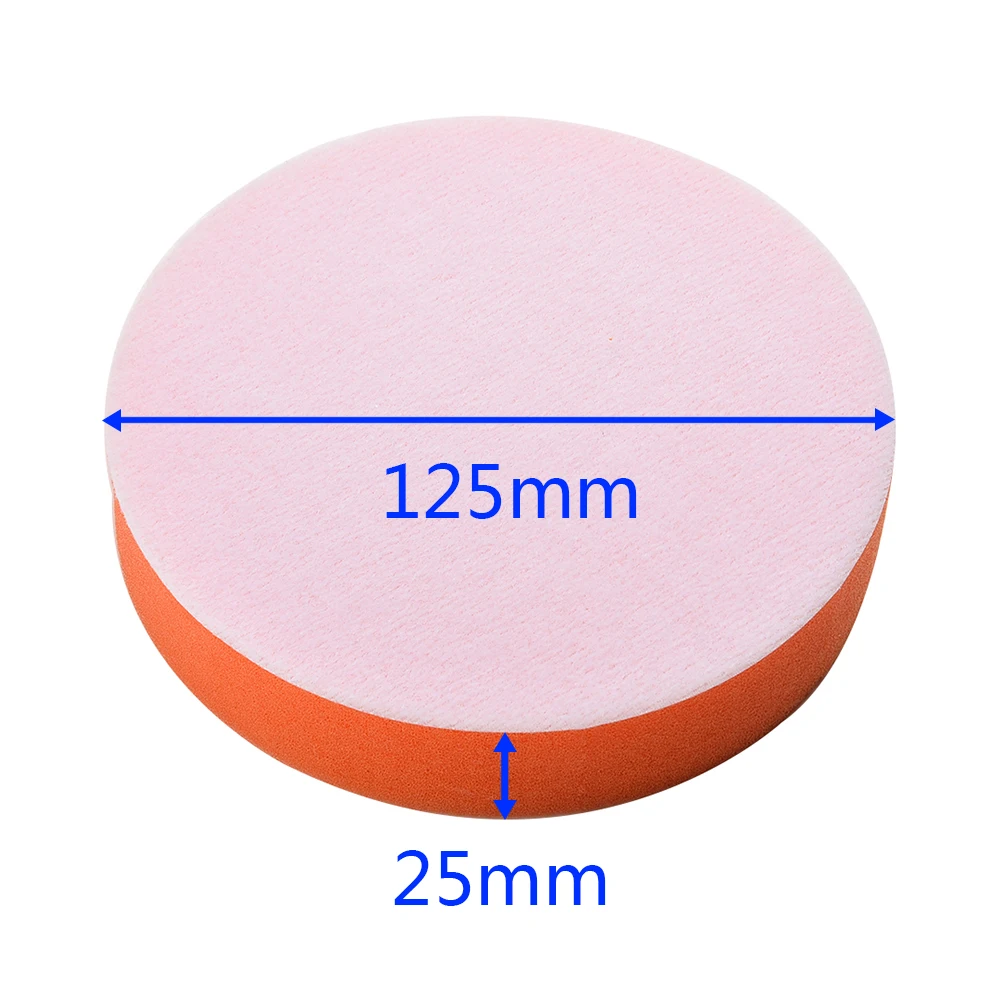 4PCS 125mm 5" Car Polishing Buffing Pad Flat Sponge Polisher Buffer Pads Sponge Material Orange Vehicle Supplies Car Clean