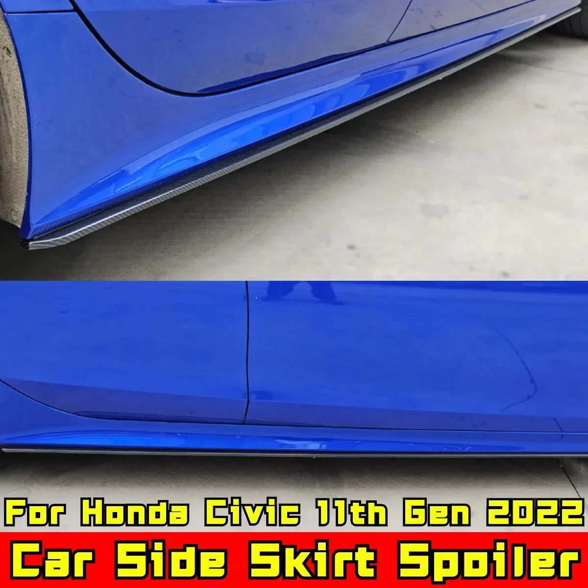 Civic Car Side Skirt Lip Carbon Fiber Look Sport Style Side Skirt Apron Side Skirt For Honda Civic 11th Gen 2022 Car Accessories