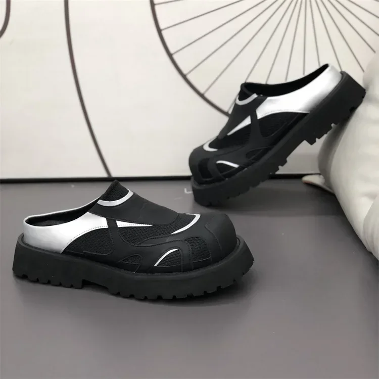 

Мужская обувь полуслипоны, ленивые туфли на одной ноге, модная модная обувь, толстая подошва в японском стиле с полубрюками с повязкой на голову.