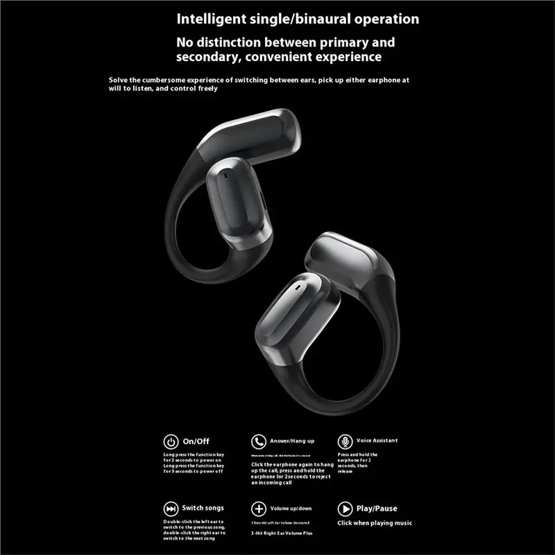 

CJSD-Real-Time AI Translation Earbuds Headphones Wireless Bluetooth Intelligent Multifunction Touch Screen Earphone Black