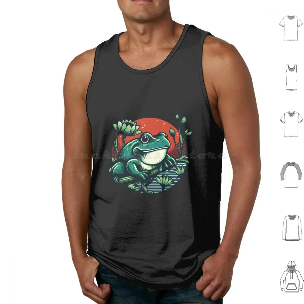 Frog Tank Tops Print Cotton Frog Frogs Tadpole Ghibli Ghibli Inspired Studio Ghibli Cute Cute Frog Asian Japanese