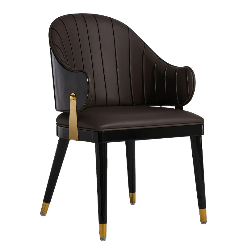 

Light luxury high-end dining chair home simple leather high-end art high-end designer comfortable home