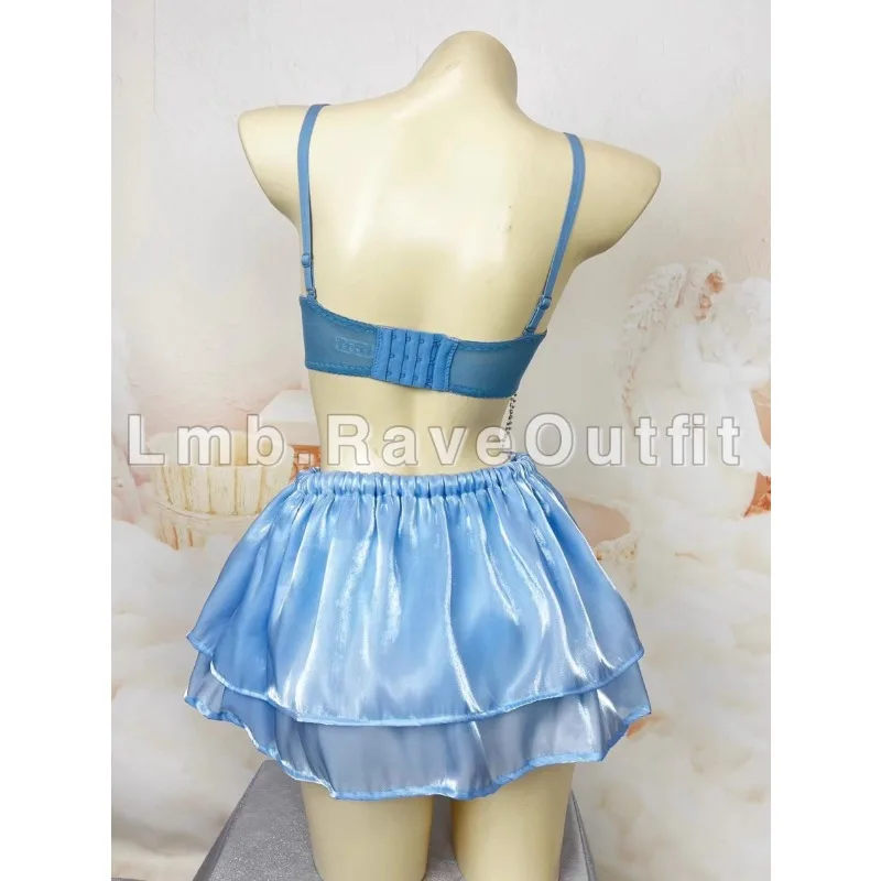 Personalizado azul sexy cheio de diamante sílaba elétrica salto di bikini bar festival música concerto samba carnaval trajes