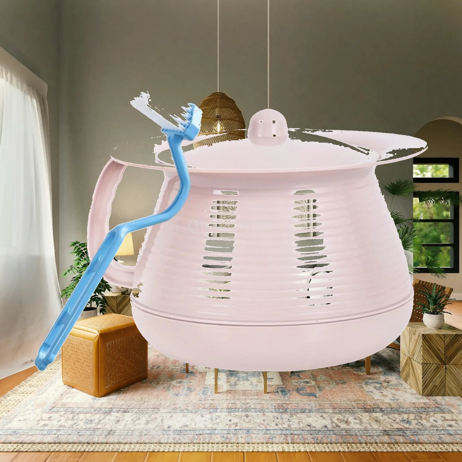 Portable Spittoon with Brush Practical with Lid for Outdoor Bathroom Home