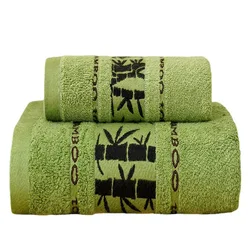 2pcs Set Bath Bamboo Towels Set 1PCS 35X75CM Hand Face Towel 1PCS 70X140CM Big Bath Sport Towel Cover Green Coffee Cream Toallas