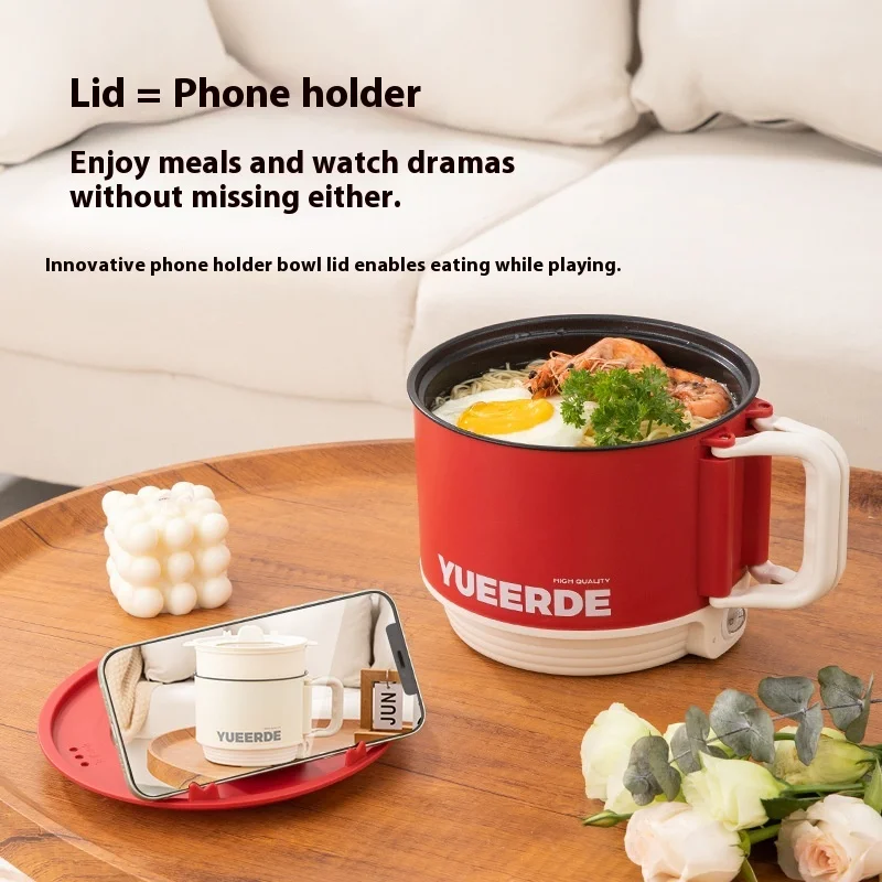 Mini olla de Cocina eléctrica de 1,5 l, sartén antiadherente multifuncional, olla arrocera a vapor con tapa, calentamiento rápido para el hogar y la cocina ﻿