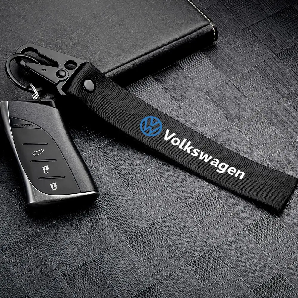 1Pcs Car Keychain 3D Metal Nylon Ribbon Keychain Car Key Accessories For Volkswagen VW Passat B5 Jetta MK4 TSI TDI Magotan Polo