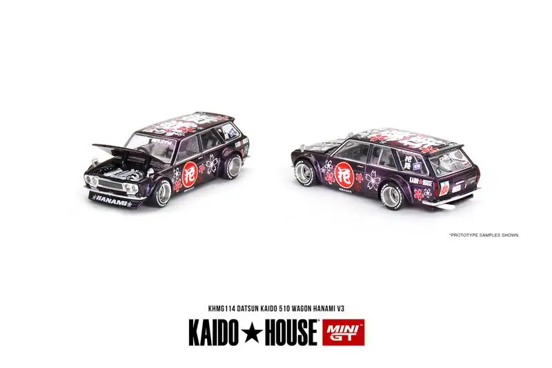 Datsun KAIDO 510 왜건 하나미 V3 다이캐스트 모델 자동차, ** 사전 주문 ** Kaido House x MINI GT 1:64