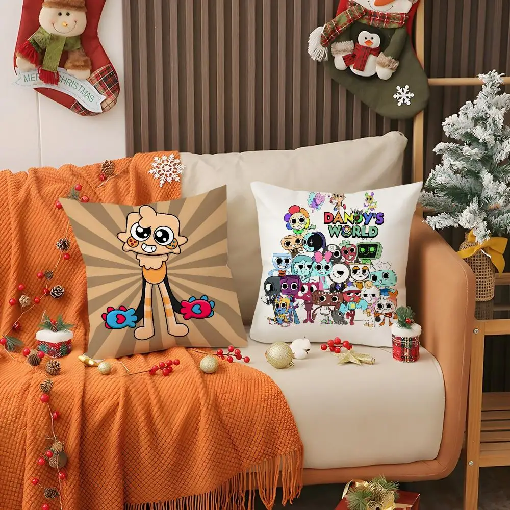 D-Dandy's World MOIVE Cushion Cover Short Plush Pillowcase Sofa Decorative Cushion Bed Pillow Gift Idea