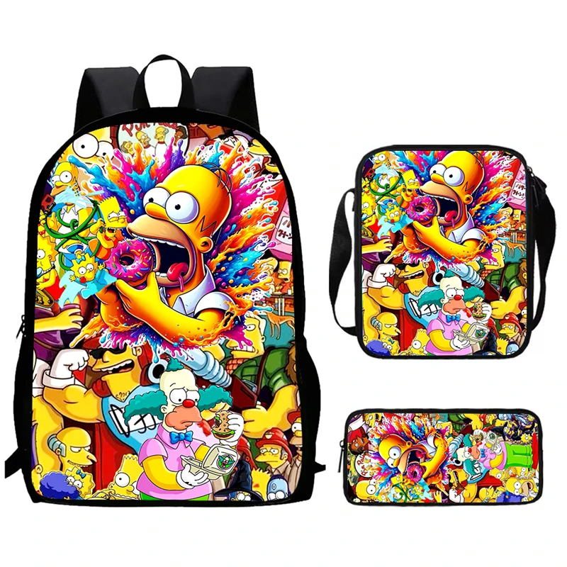 Cartoon S-simp-S-son Child School Backpack With Shoulder Bags Pencil Bag For Kindergarten,Light Weight School Bags For Boy Girls