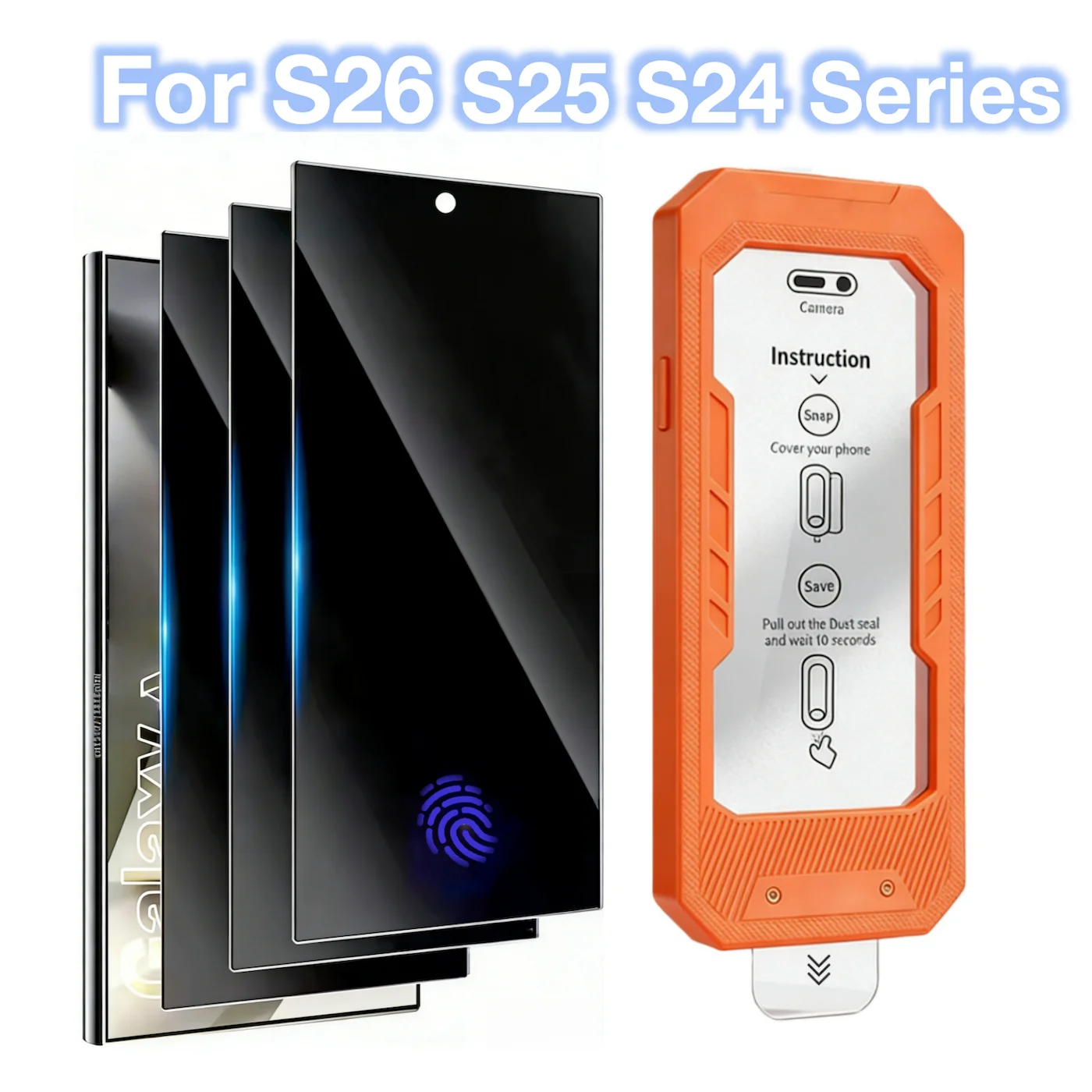 

3Pcs For Samsung Galaxy S26 S25 S24 Ultra Plus Edge Anti-Spy Tempered Glass Screen Protector 9H No Dust Accessories Fingerprint