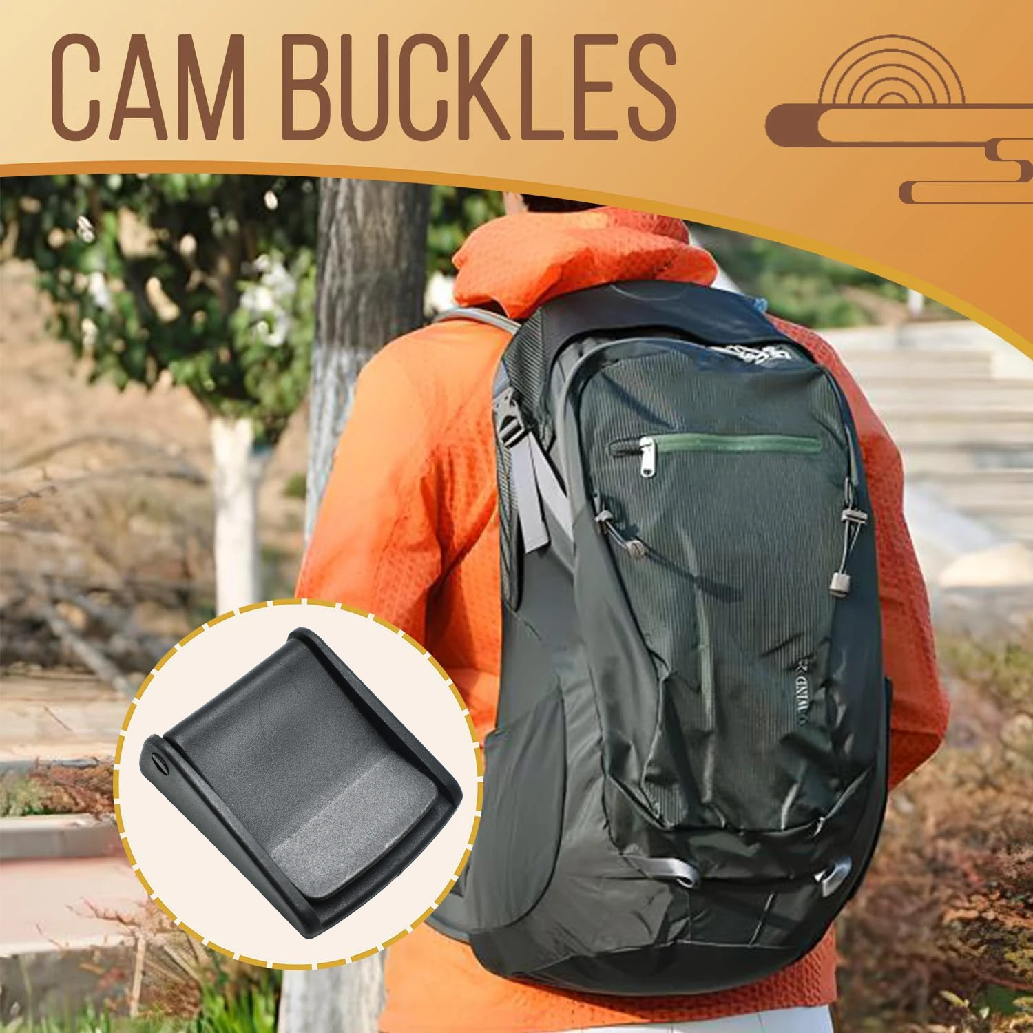 15mm 20mm 25mm 32mm 38mm 50mm Cam Buckles Plastic Black Toggle Clip Molle Tactical Backpack Straps Belt Bag Parts Accessories