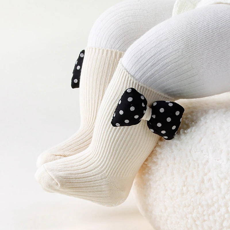 Cotton Bow Baby Socks 0-2Y Children Autumn Knee High Long Sox Newborn Tube Hose Toddler Floor Socks Stockings Kids Accessories